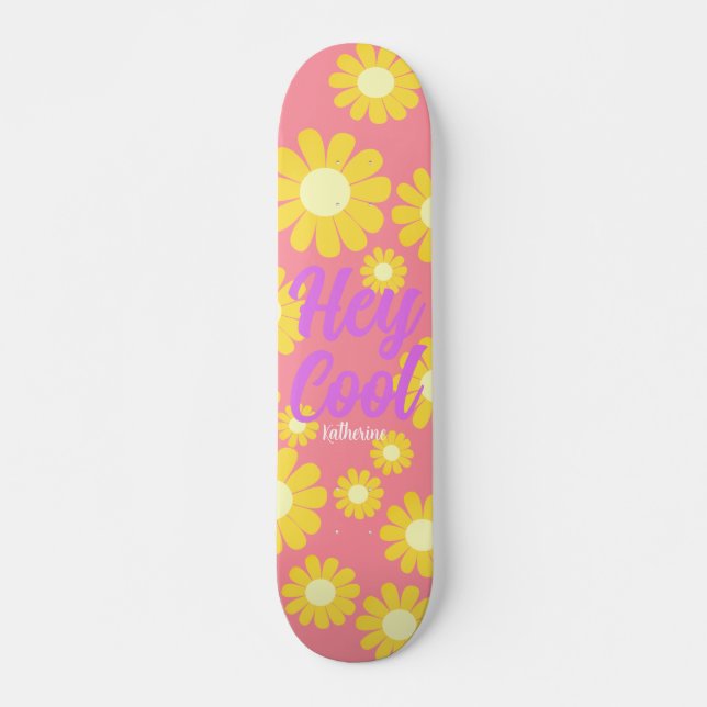 Daisy Yellow Peach Skateboard (Front)