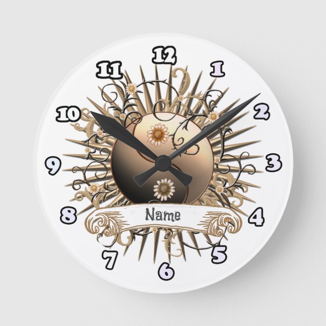 Daisy Yin Yang Round Clock (Front)