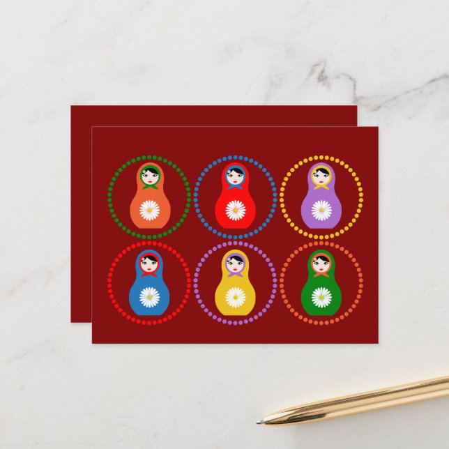 Daisyflower Matryoshka Postcard (Front/Back In Situ)