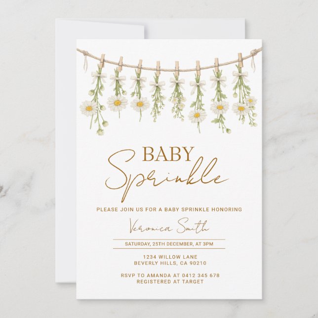 DaisyLittle Wildflower Floral Baby Sprinkle Invite (Front)