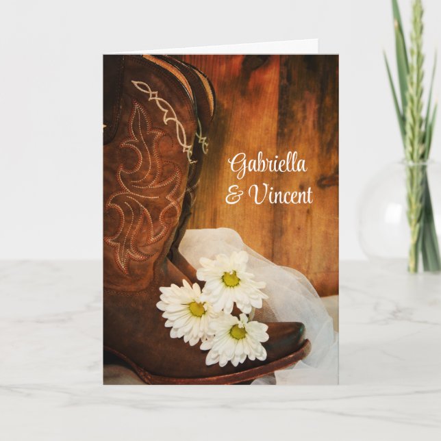 Daisys Cowboy Bottes Faire-part de mariage de l'Ou (Devant)