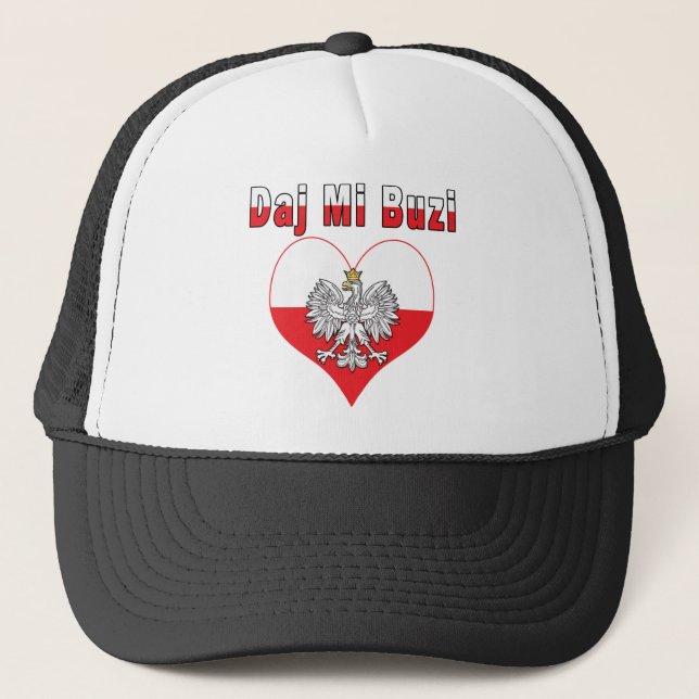 Daj Mi Buzi Eagle Heart Trucker Hat (Front)