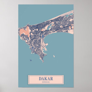 Dakar Senegal Africa Breezy City Map Travel Poster