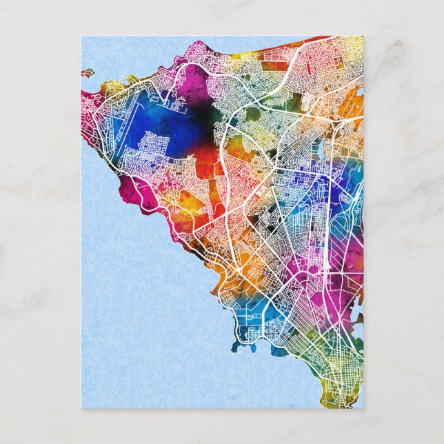 Dakar Senegal City Map Postcard (Front)