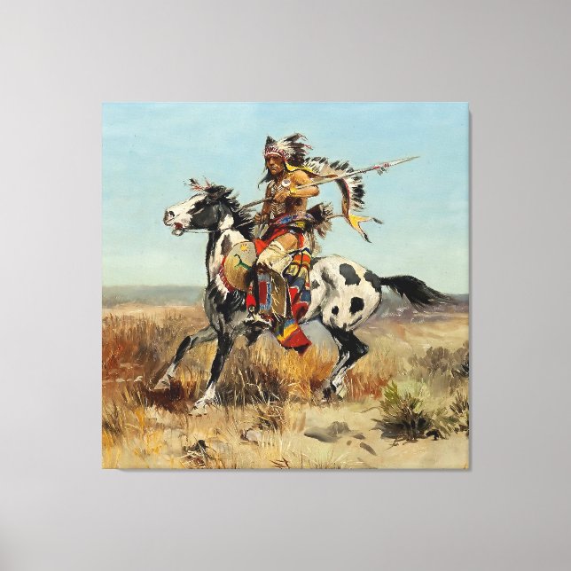 “Dakota Chief” Western Art by Charles M Russell Canvas Print (Front)