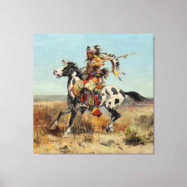 “Dakota Chief” Western Art by Charles M Russell Canvas Print (Front)