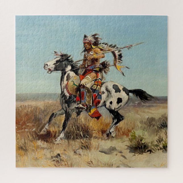 “Dakota Chief” Western Art by Charles M Russell Jigsaw Puzzle (Vertical)