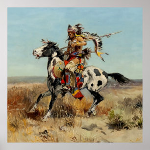 “Dakota Chief” Western Art by Charles M Russell Poster