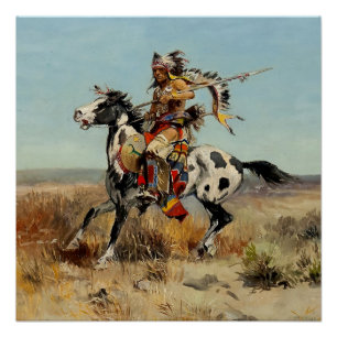 “Dakota Chief” Western Art by Charles M Russell Poster