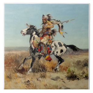 “Dakota Chief” Western Art by Charles M Russell Tile