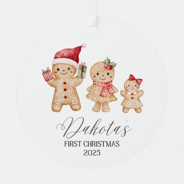 Dakota Personalized Baby's First Christmas Metal Ornament (Front)