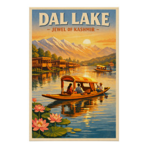 Dal Lake, Srinagar, India, in a classic Poster