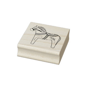 Dala folk horse, black folk horse outline rubber stamp
