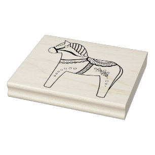 Dala folk horse, black folk horse outline rubber stamp