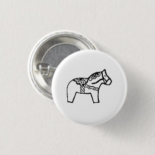 Dala Horse 1 Inch Round Button