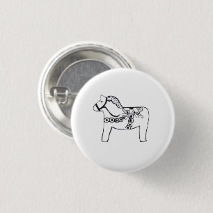 Dala Horse 1 Inch Round Button