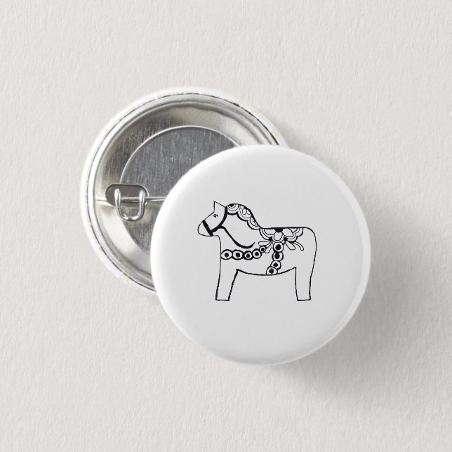 Dala Horse 1 Inch Round Button (Front & Back)