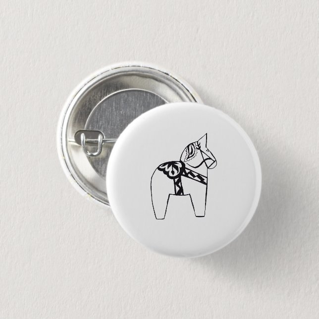 Dala Horse 1 Inch Round Button (Front & Back)