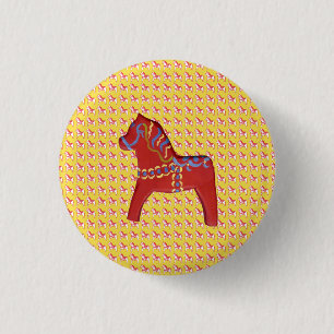 Dala Horse 1 Inch Round Button