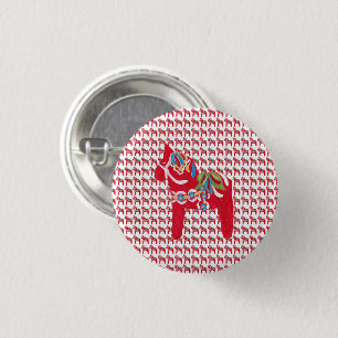 Dala Horse 1 Inch Round Button