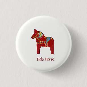 Dala Horse 1 Inch Round Button