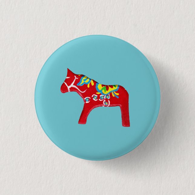 Dala Horse 1 Inch Round Button (Front)