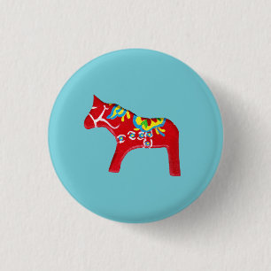 Dala Horse 1 Inch Round Button