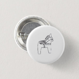 Dala Horse 1 Inch Round Button