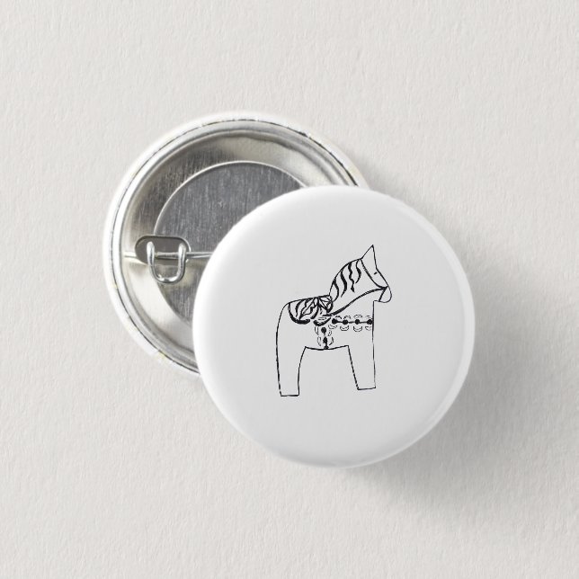 Dala Horse 1 Inch Round Button (Front & Back)