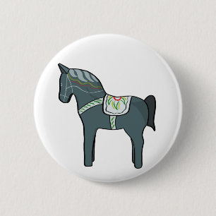 Dala horse 2 inch round button