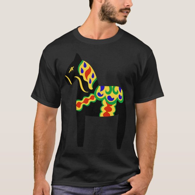Dala Horse (Black) T-Shirt (Front)