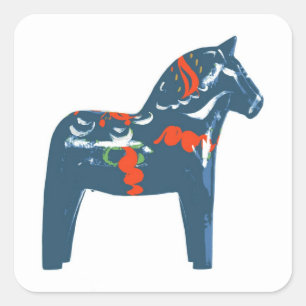 Dala Horse Blue Modern Art Sweden Square Sticker