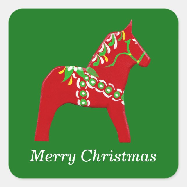 Dala Horse Christmas Sticker (Front)