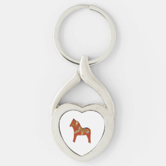 Dala Horse Heart Shaped Key Ring