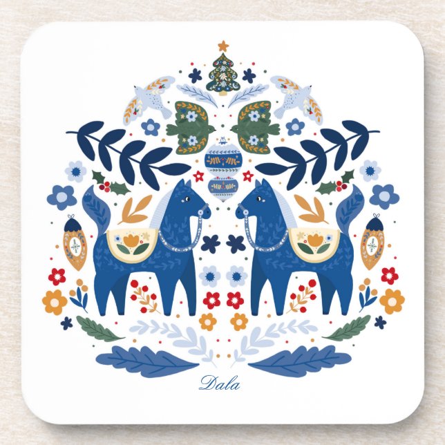 Dala Horse - Home Sweet Home Coaster (Front)