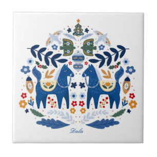 Dala Horse - Home Sweet Home Tile