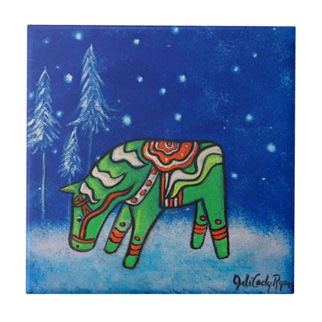 Dala Horse III Tile Coaster (Front)