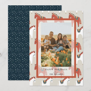 Dala Horse Pattern Christmas Holiday Photo Card