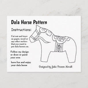 Dala Horse Pattern to Share Holiday Postcard