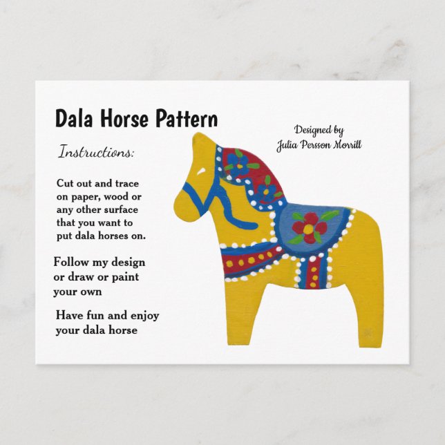 Dala Horse Pattern to Share Holiday Postcard (Front)