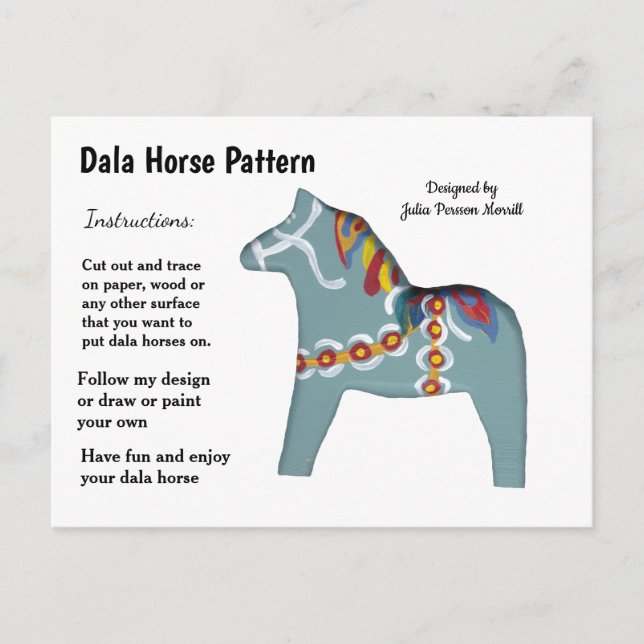 Dala Horse Pattern to Share Holiday Postcard (Front)