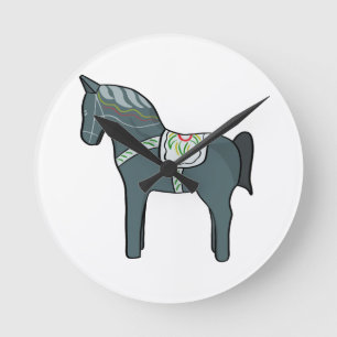 Dala horse round clock