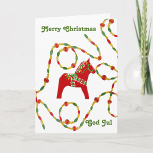 Dala Horse Swedish Christmas Card