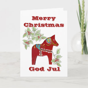 Dala Horse Swedish Christmas Card