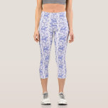 Dala Horse Swedish Pattern Indigo Blue and White Capri Leggings<br><div class="desc">Dala or Dalecarlian Horse pattern in indigo blue and white. Swedish folk style design.</div>