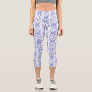 Dala Horse Swedish Pattern Indigo Blue and White Capri Leggings