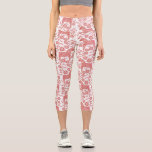 Dala Horse Swedish Red and White Pattern Capri Leggings<br><div class="desc">Dala or Dalecarlian Horse pattern in red and white. Swedish folk style design. Original art by Nic Squirrell.</div>