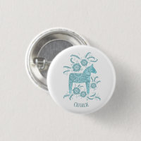 Dala Horse Teal Swedish Folk Art Custom Name