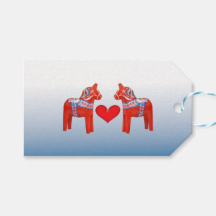 Dala Horse Twin Scandinavian Folk Art with Heart Gift Tags