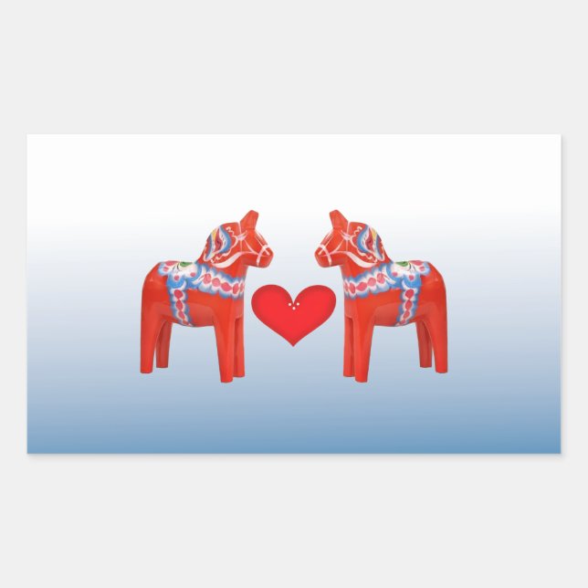 Dala Horse Twin Scandinavian Folk Art with Heart Sticker (Front)